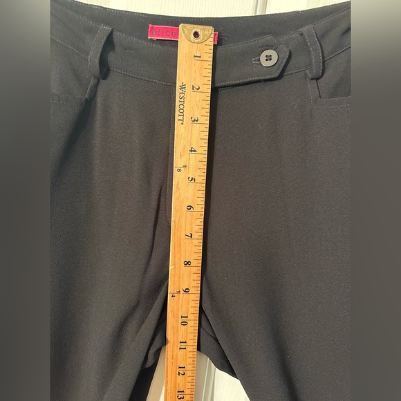 ALICE + OLIVIA Vtg 6 Black Flat Front Slash Pockets Classic Trousers Minimalist - Picture 4 of 10